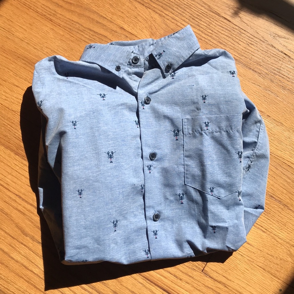 Short Sleeve Button Down, Lobster Print